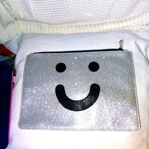 Sparkly silver large cosmetic bag